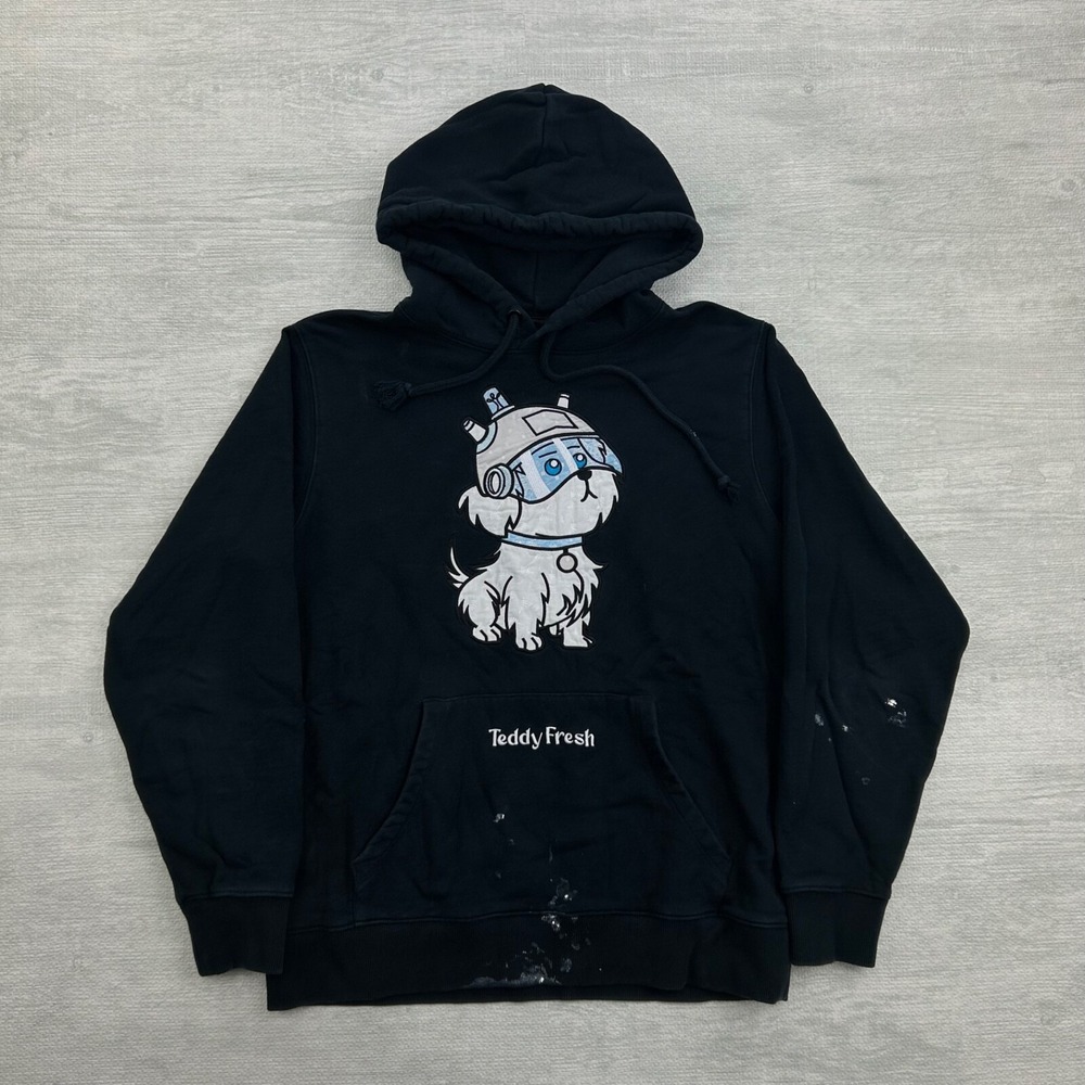 Teddy Fresh x Ricky and Morty Sweatshirt Size Small Black Snowball Dog Hoodie